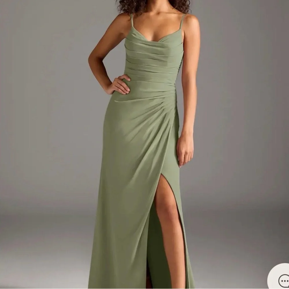 Azazie Pistachio Green Evening Gown - Picture 2 of 5